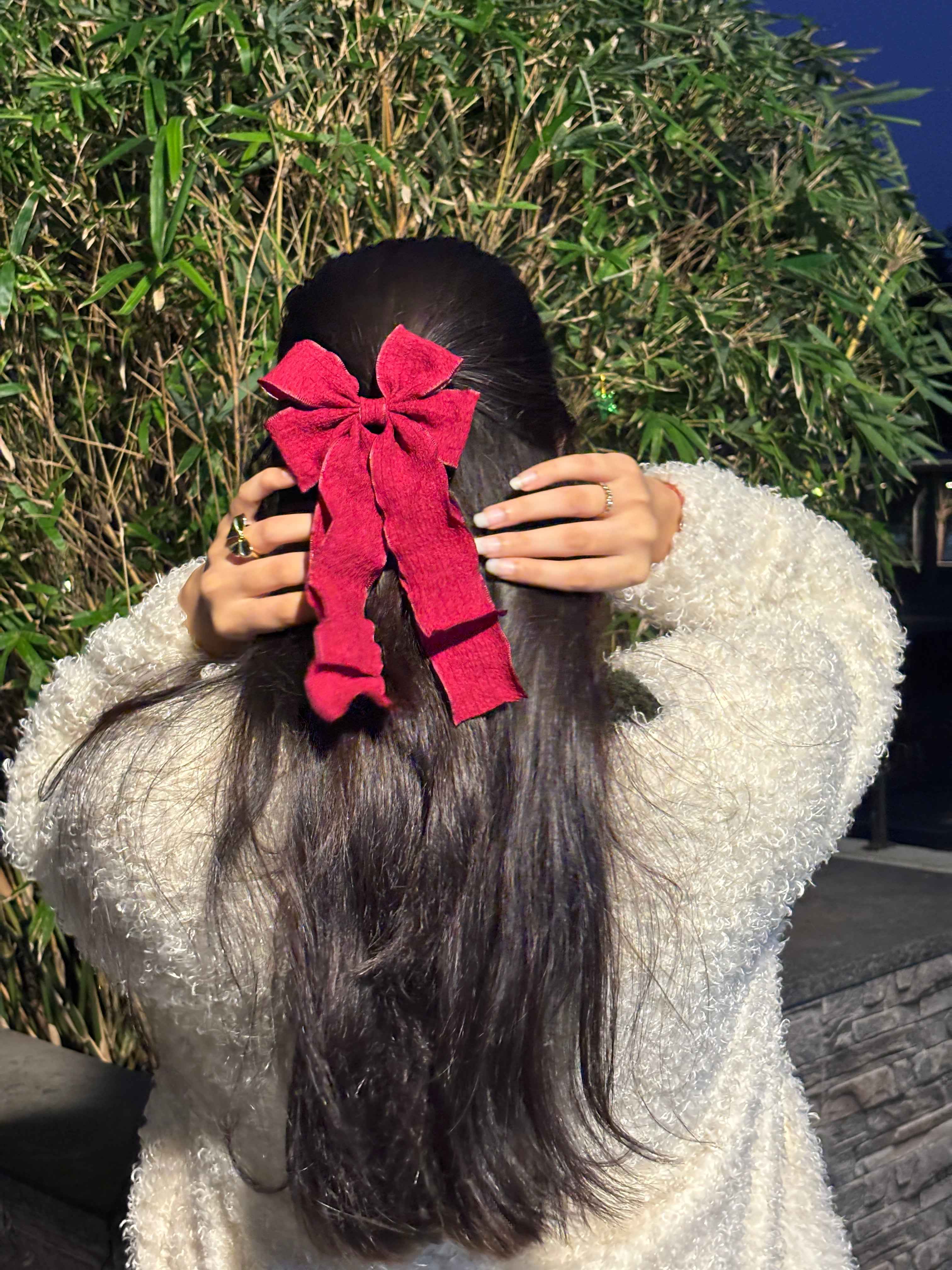 Miragge Cherry Lace Bow – Hair Accessory