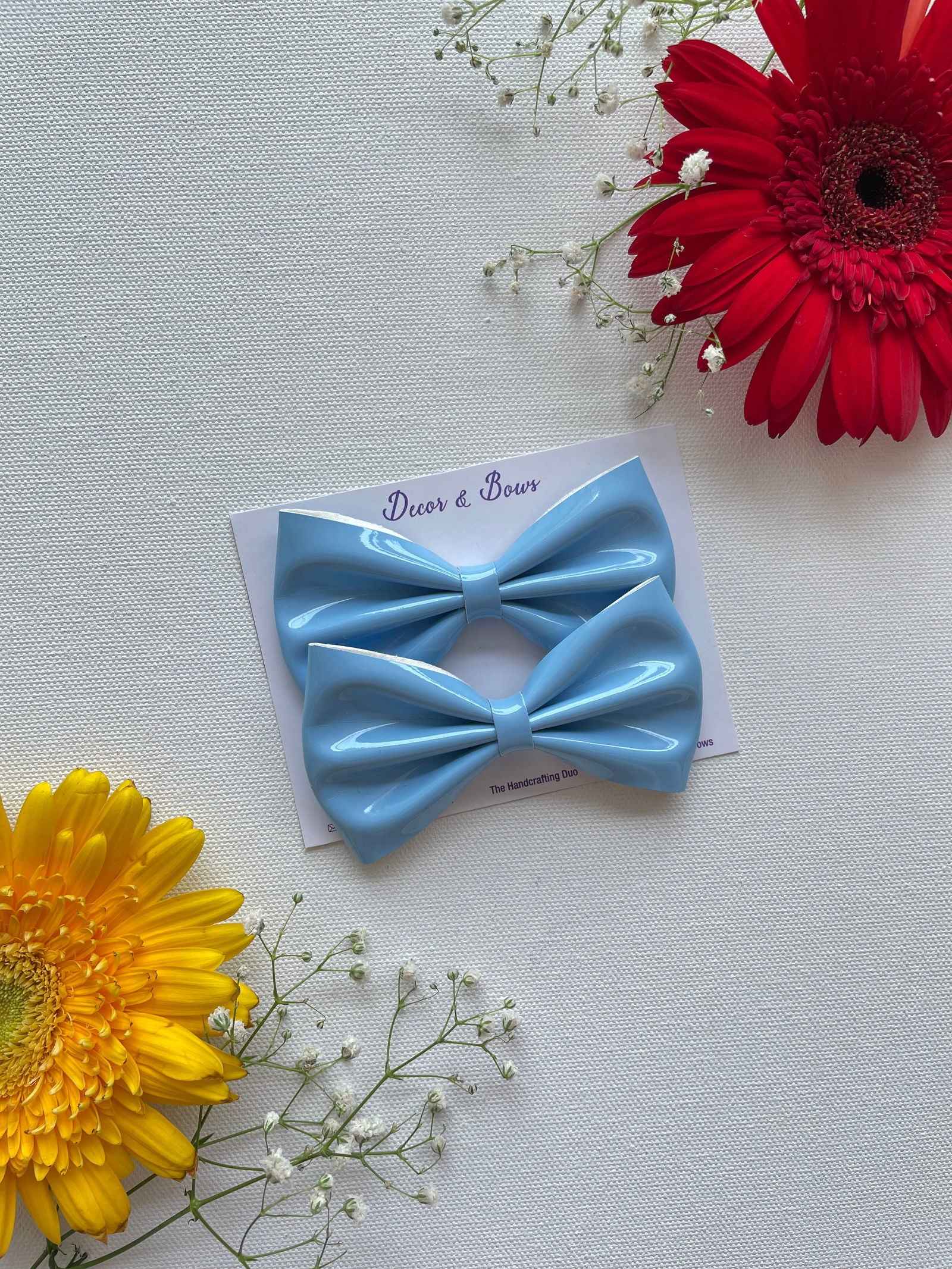 Miragge Blue Glossy Bow (Pair Of 2) – Hair Accessory