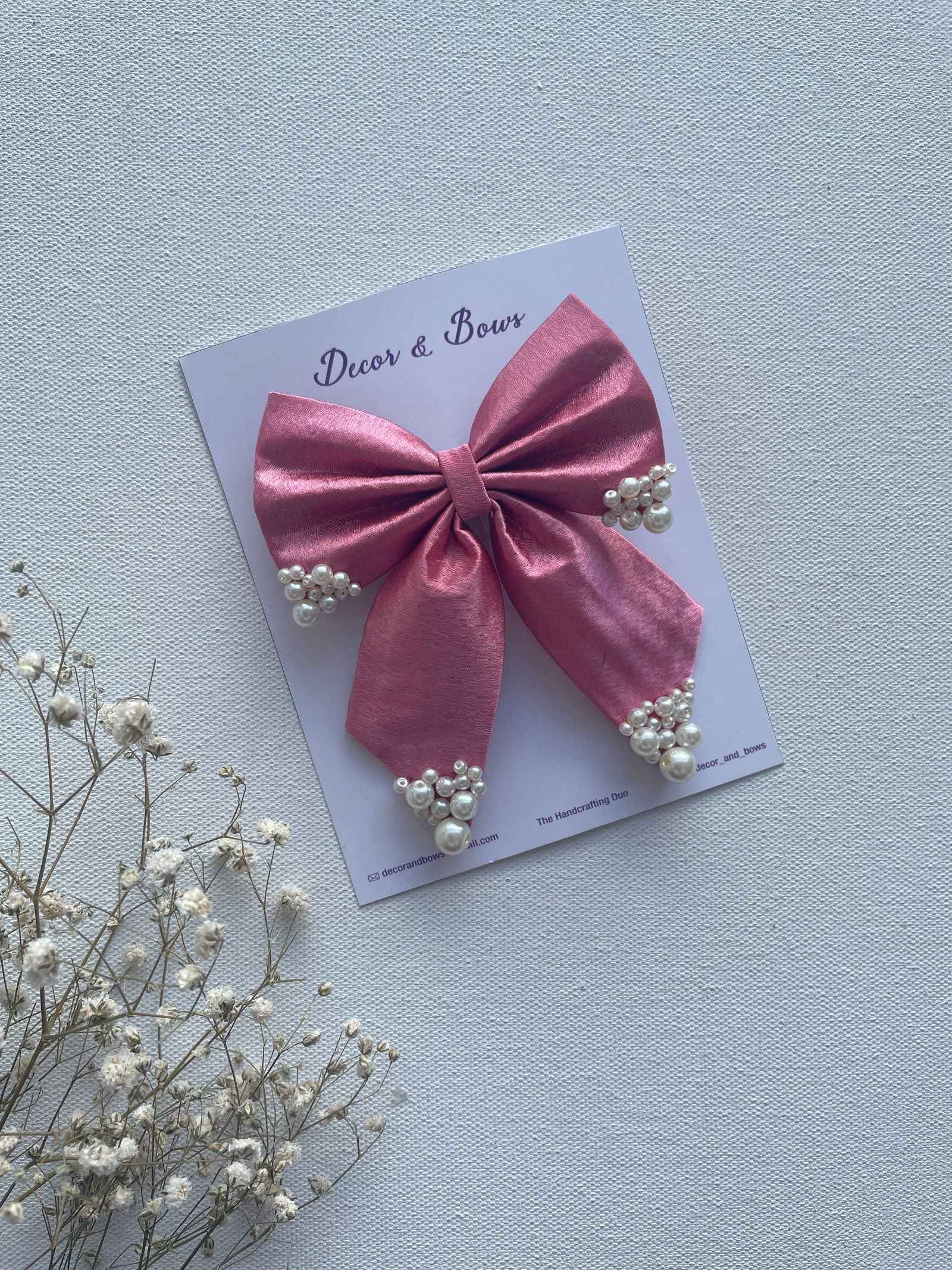 Miragge Mauve Pearl Bow – Hair Accessory