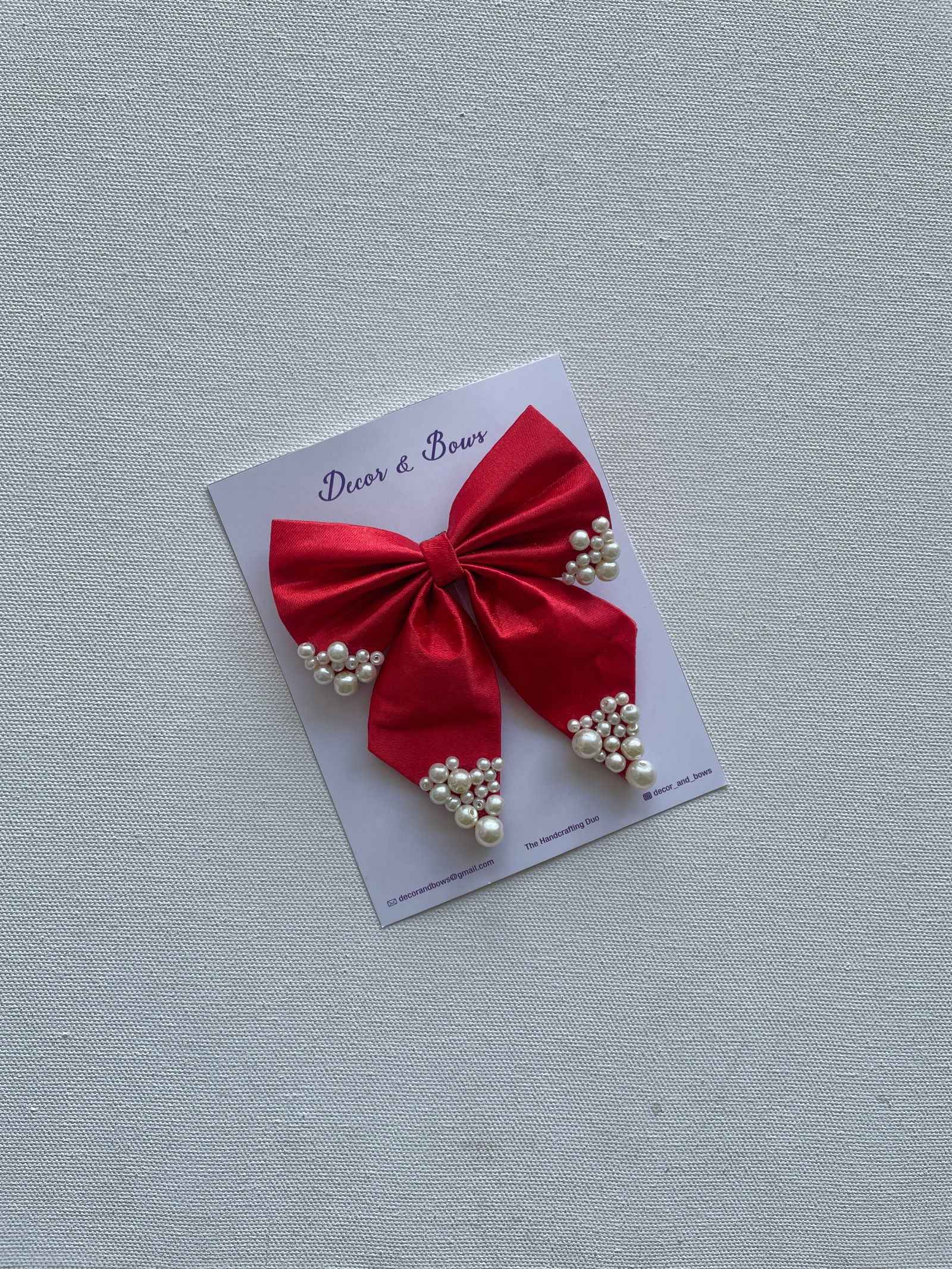 Miragge Red Pearl Bow – Hair Accessory