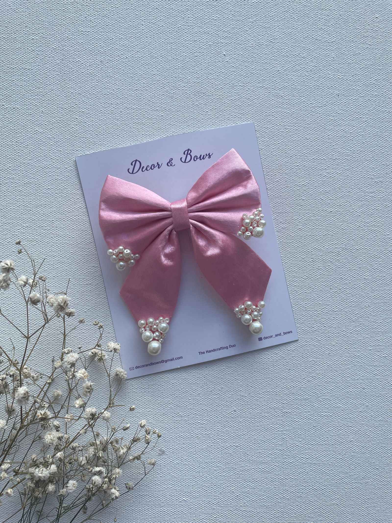 Miragge Baby Pink Pearl Bow – Hair Accessory