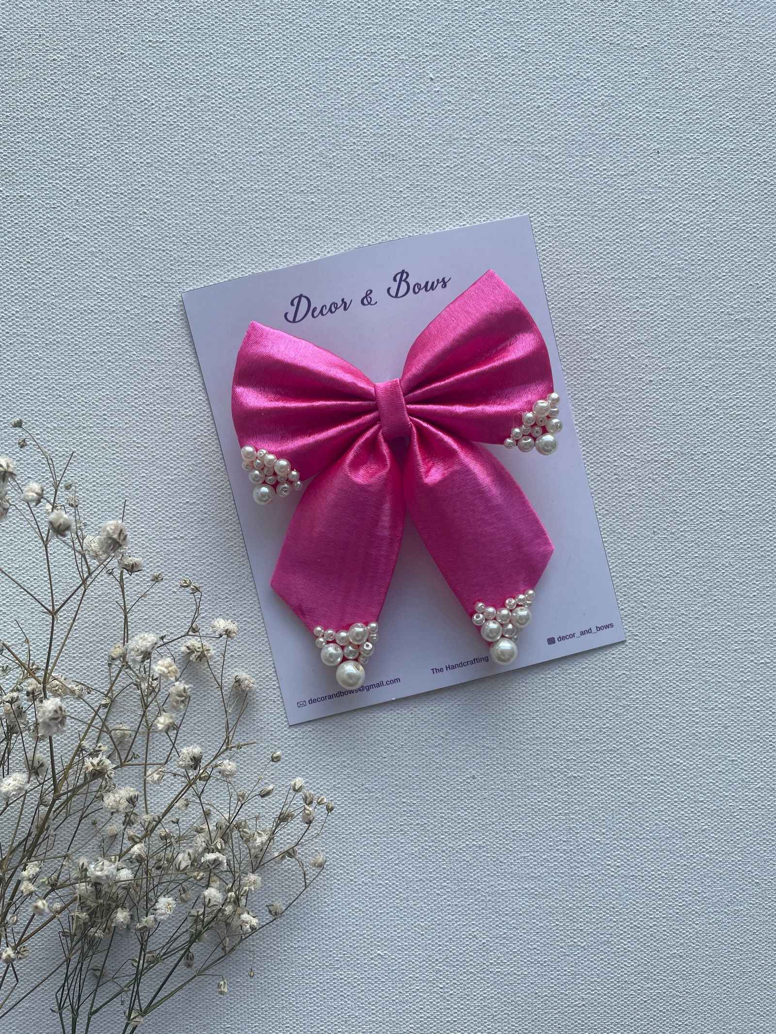 Miragge Barbie Pink Pearl Bow – Hair Accessory