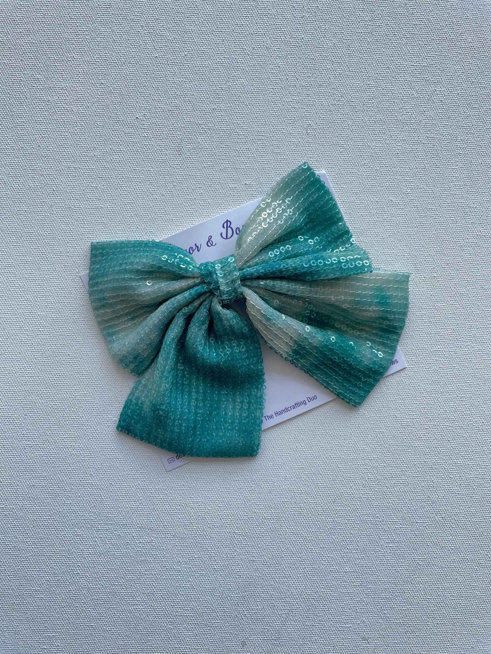 Miragge Bottle Green Sequins Bow – Hair Accessory