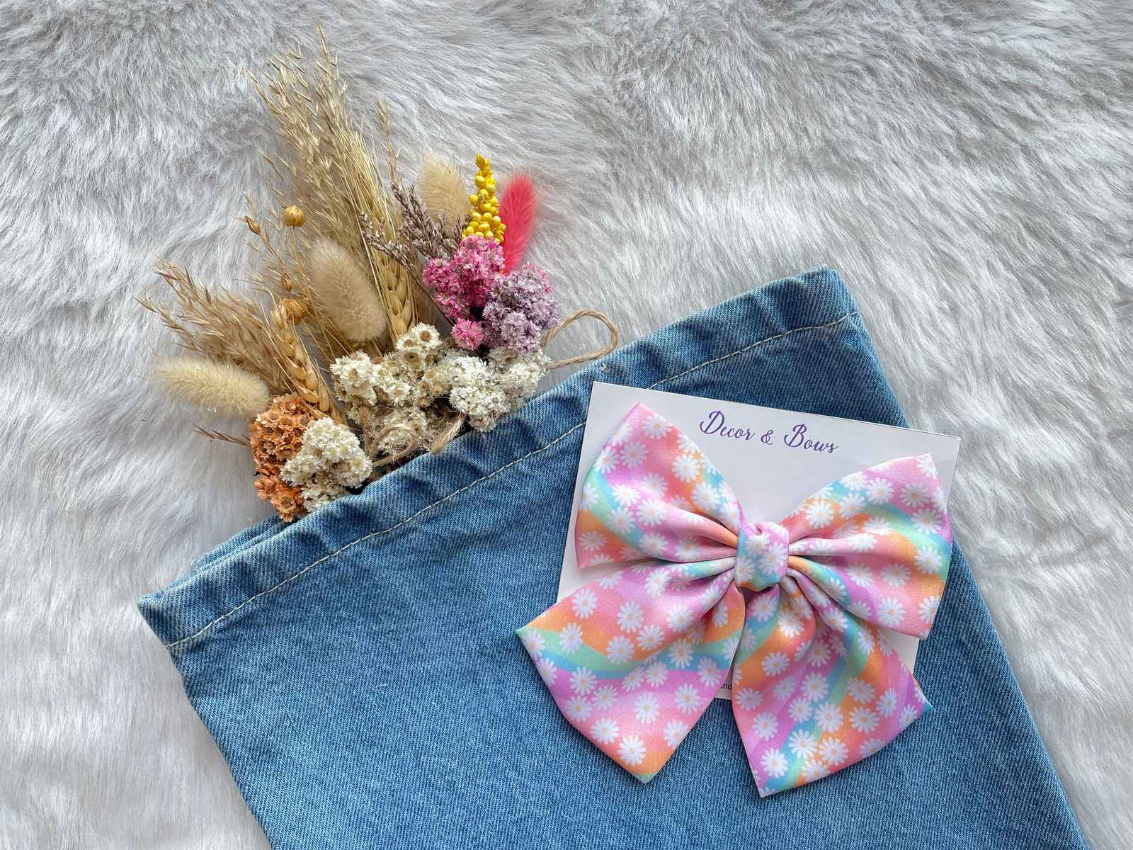 Miragge Daisy Rainbow Butterfly Bow – Hair Accessory