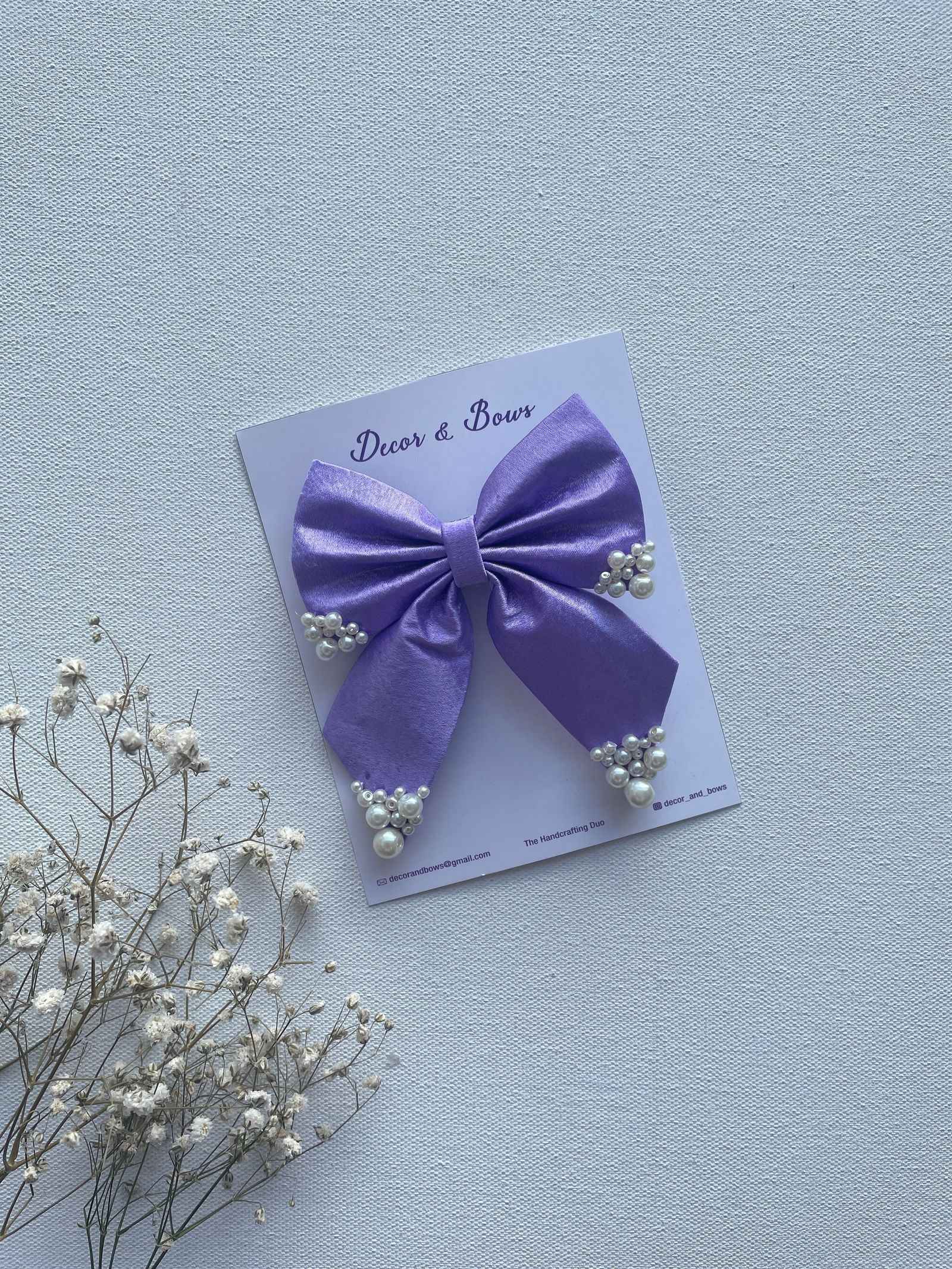 Miragge Lavender Pearl Bow – Hair Accessory
