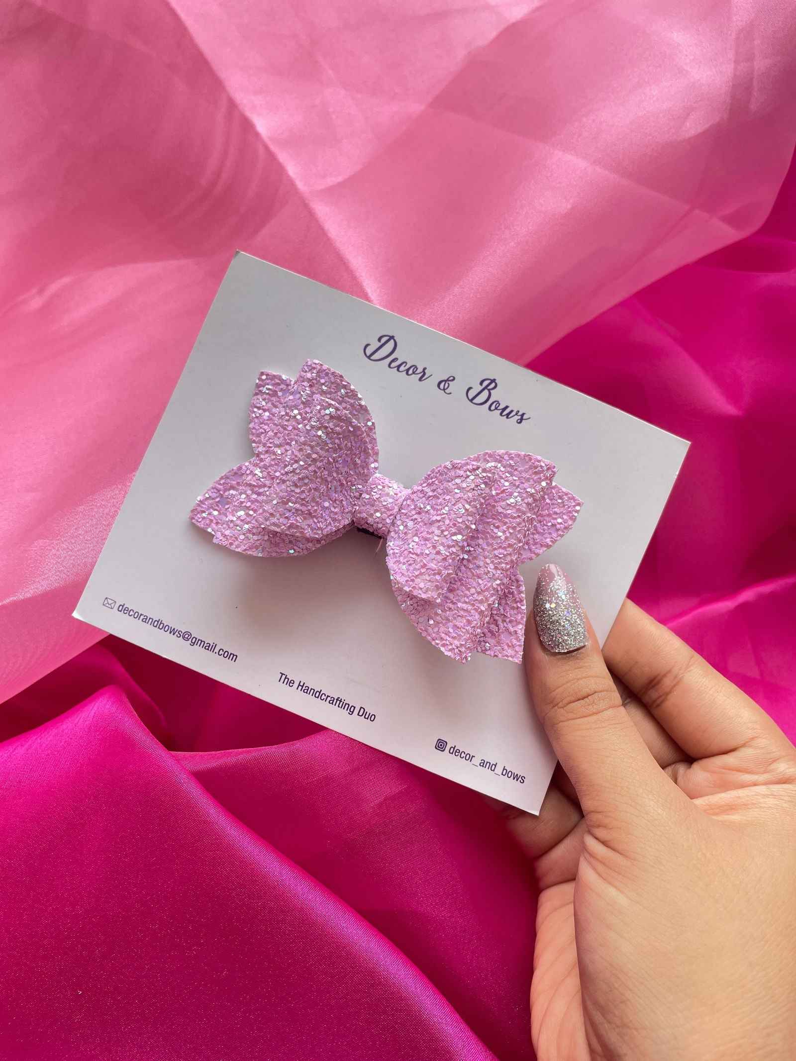 Miragge Lilac Glitter Bow – Hair Accessory