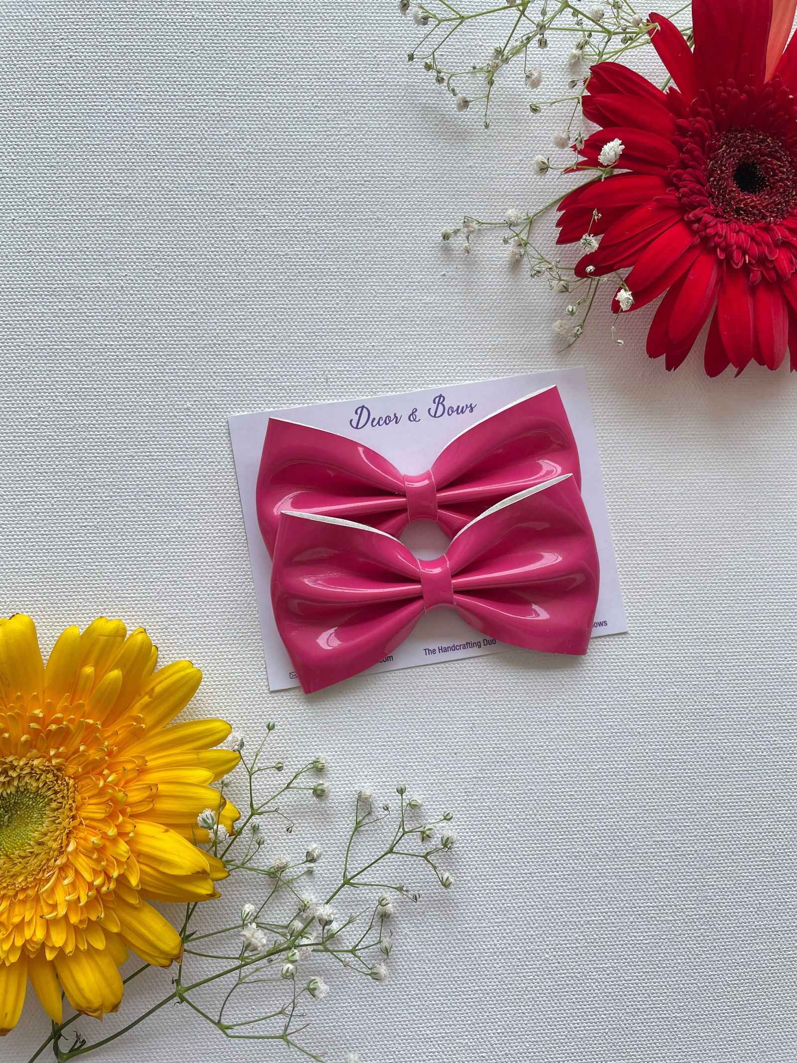 Miragge Pink Glossy Bow (Pair Of 2) – Hair Accessory
