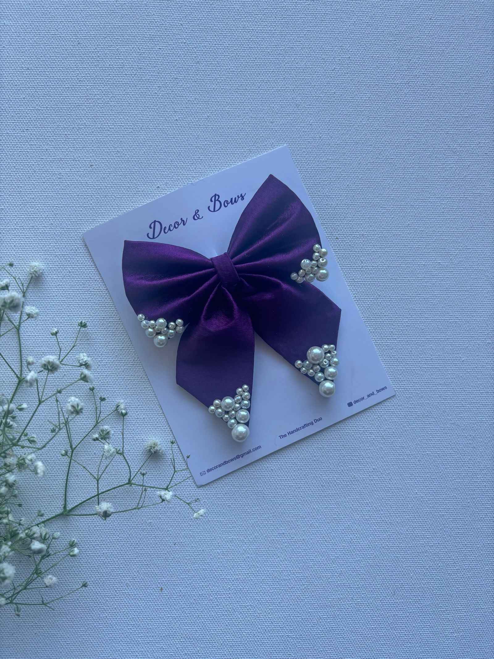 Miragge Plum Pearl Bow – Hair Accessory