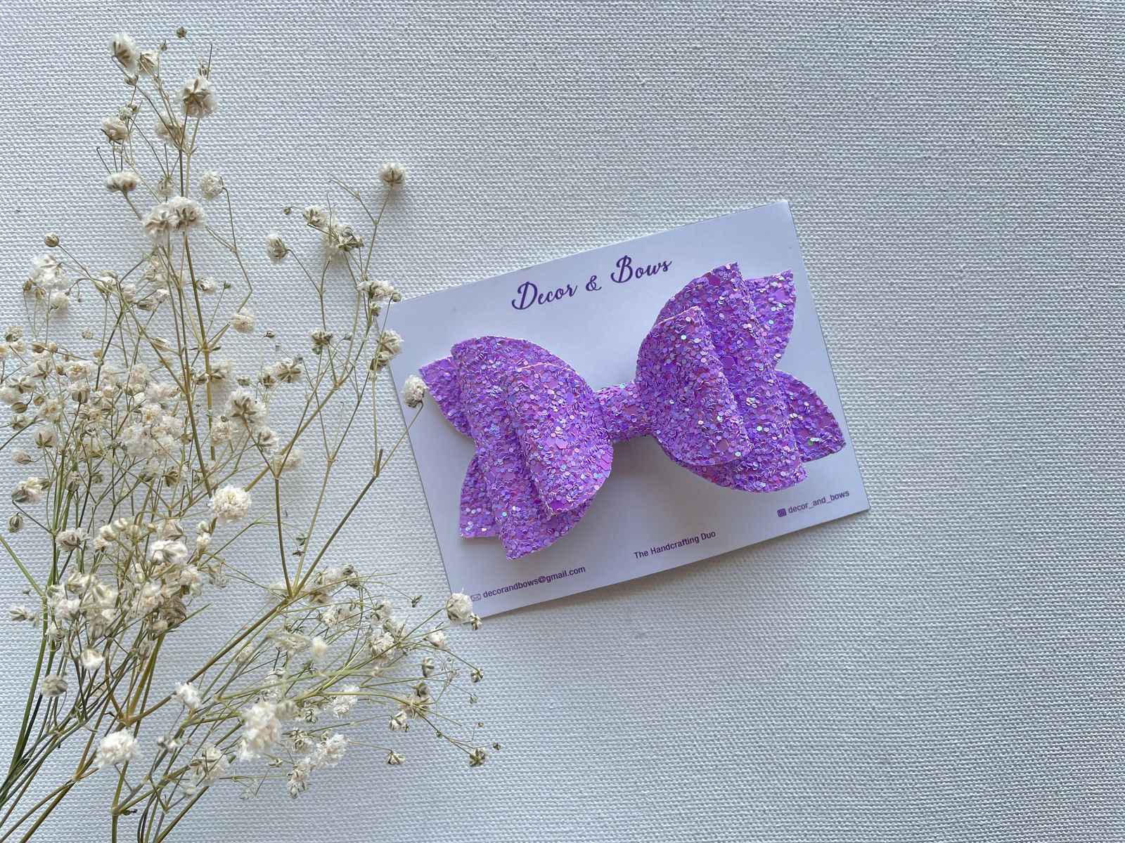 Miragge Purple Glitter Bow – Hair Accessory